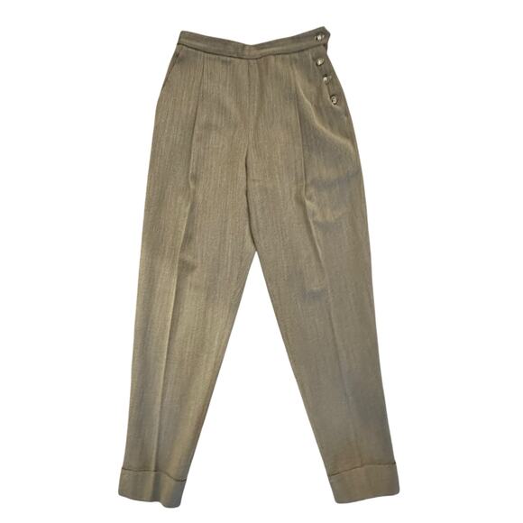Vintage Burberry’s Wool Trousers Side Button Ankle Size 2P Made in USA OldMoney - Picture 1 of 9